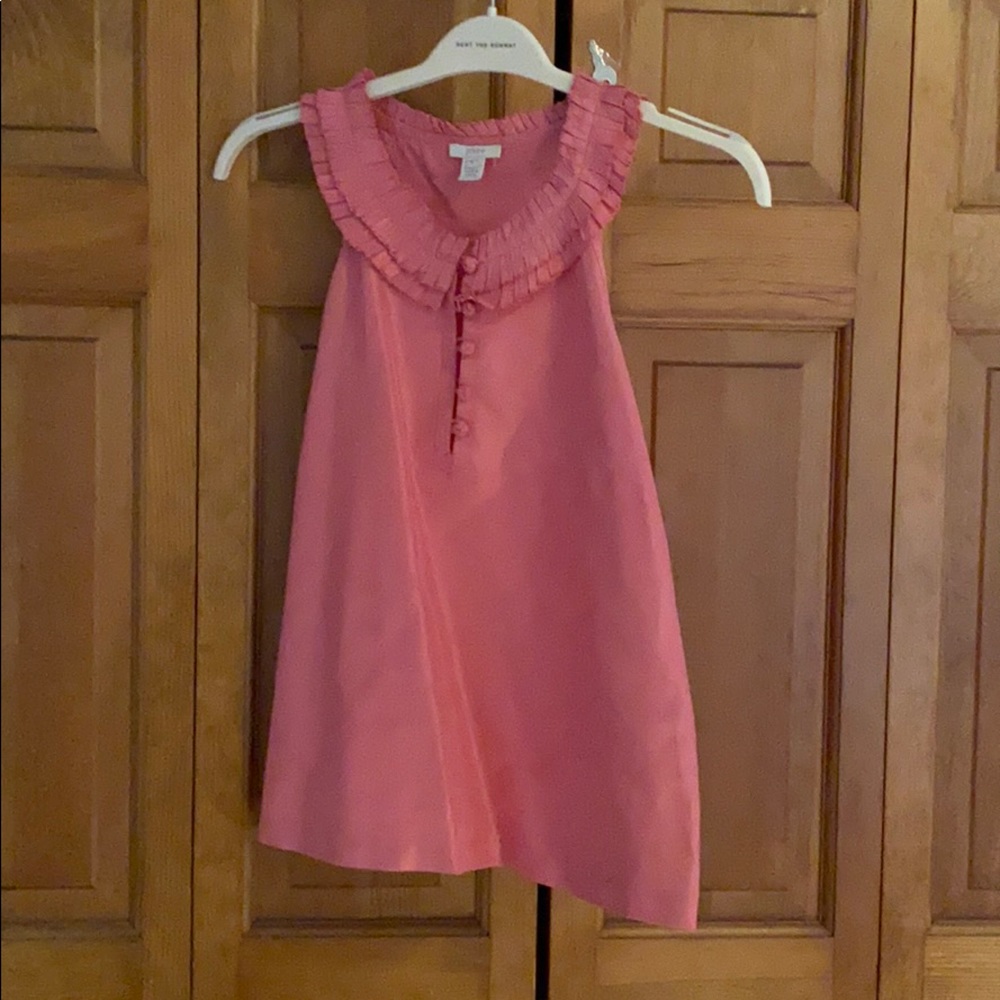 Cute jCrew top! Pink with ruffle neck
